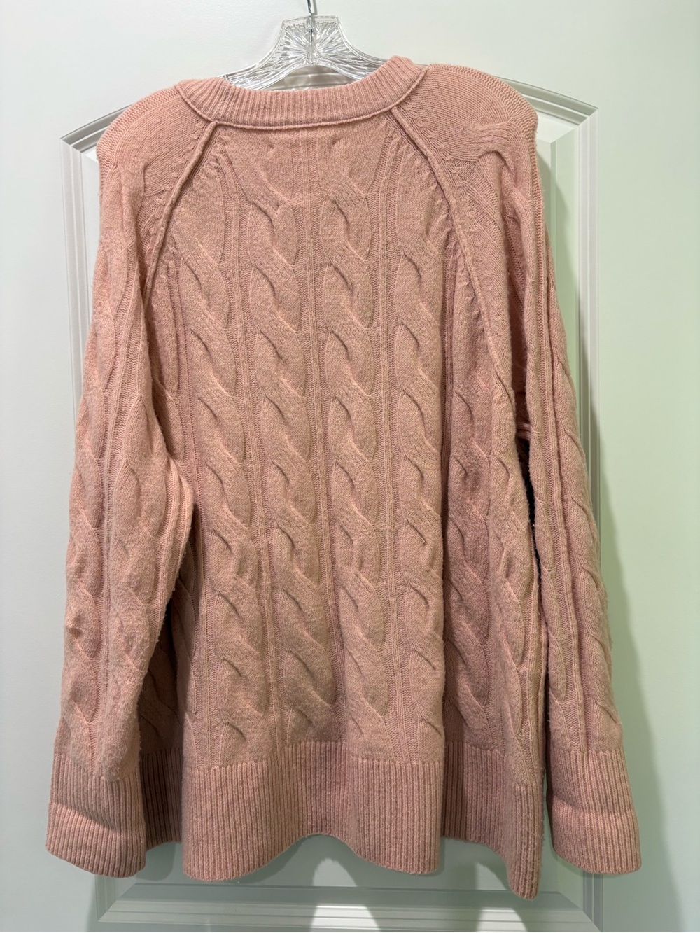 aerie Dusty Rose Cable Knit Crewneck Sweater